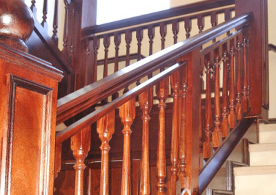 wooden staircase railing